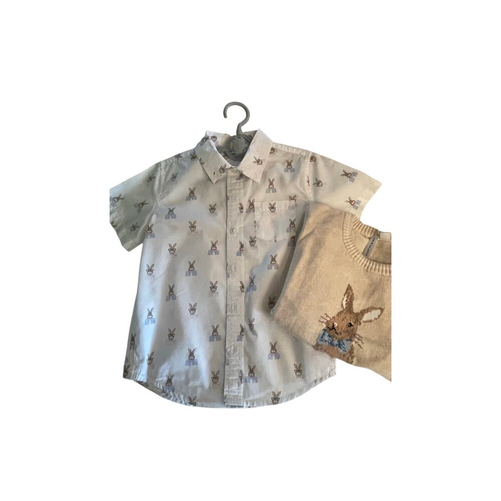Janie and Jack Easter Bunny short sleeved button up